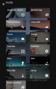 Filtriranje v mobilni aplikaciji Snapseed